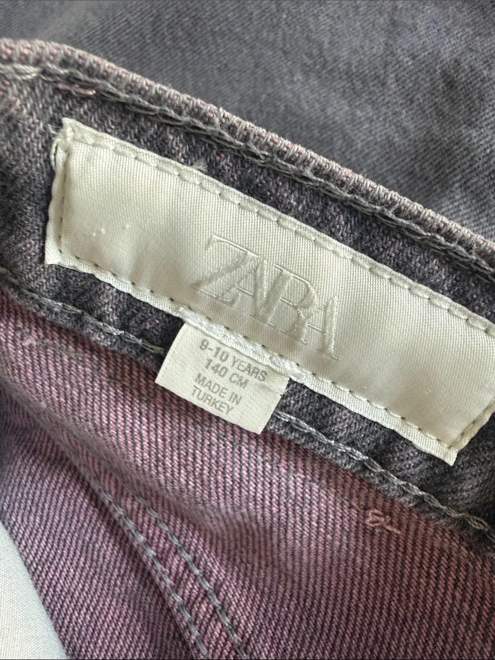 Zara Kids Two-Tone Gray Jeans with Pink Cuffs